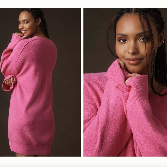 Daily Practice by Anthropologie Long-Sleeve Mini Jumper Sweater Dress Pink Sz XS - Picture 2 of 9